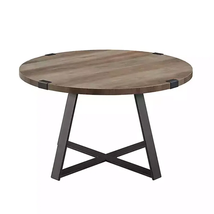 Kirklands Home Urban Rustic Round Coffee Table Gray Hot