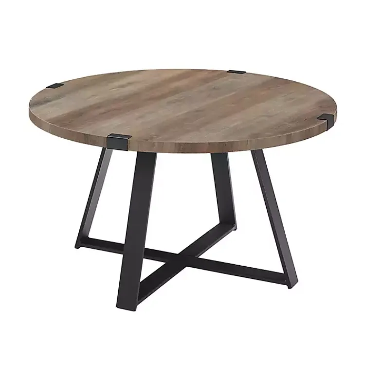 Kirklands Home Urban Rustic Round Coffee Table Gray Hot
