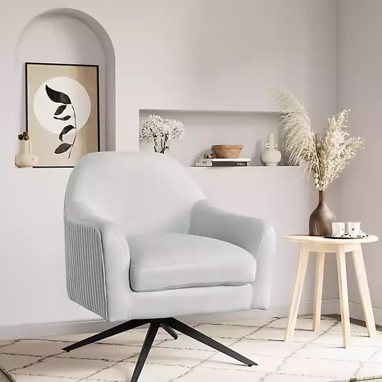 Kirklands Home Velvet Swivel Accent Chair Gray Outlet