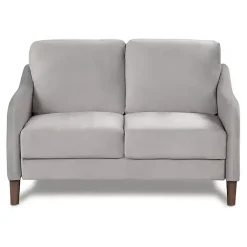 Kirklands Home Velvet Upholstered Modern Loveseat Gray New