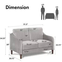 Kirklands Home Velvet Upholstered Modern Loveseat Gray New