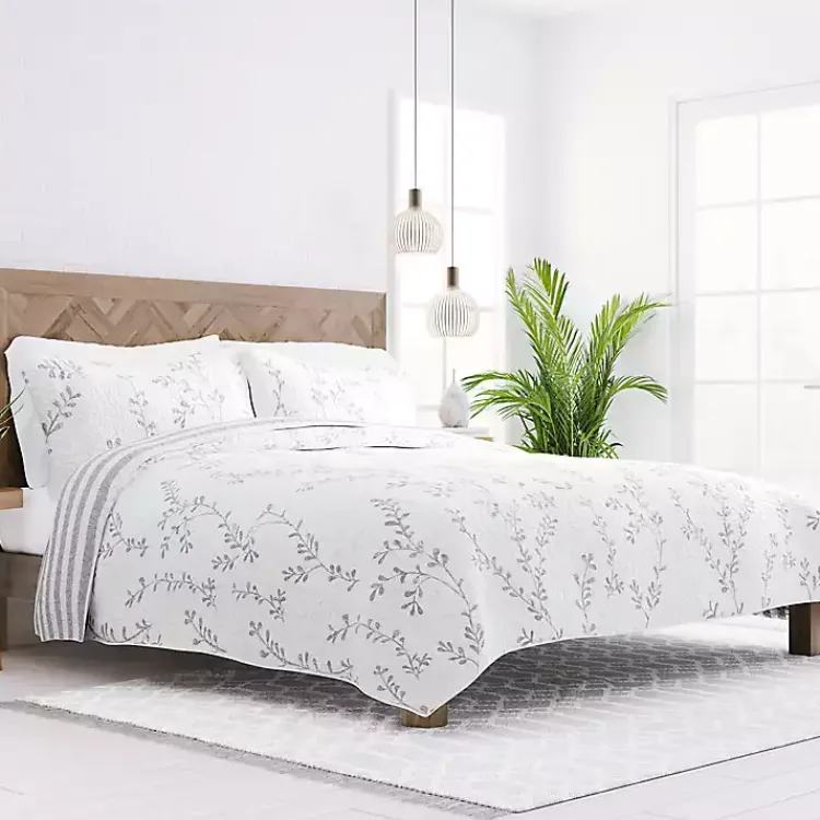 Kirklands Home Gray Vines Reversible 2-pc. Twin Quilt Set Sale