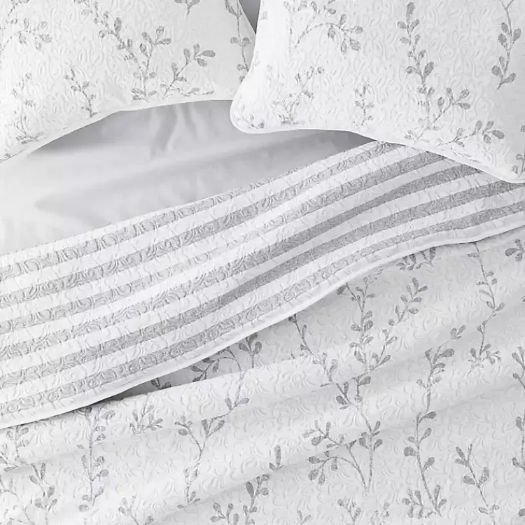 Kirklands Home Gray Vines Reversible 3-pc. Queen Quilt Set Sale