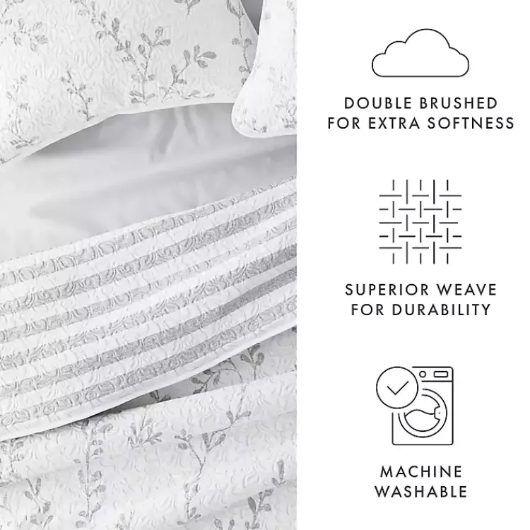 Kirklands Home Gray Vines Reversible 3-pc. Queen Quilt Set Sale