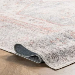 Kirklands Home Vintage Floral Washable Area Rug, 8x10 Gray Sale