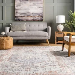 Kirklands Home Vintage Floral Washable Area Rug, 8x10 Gray Sale
