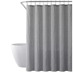 Kirklands Home Waffle Cotton Blend Shower Curtain Gray Hot