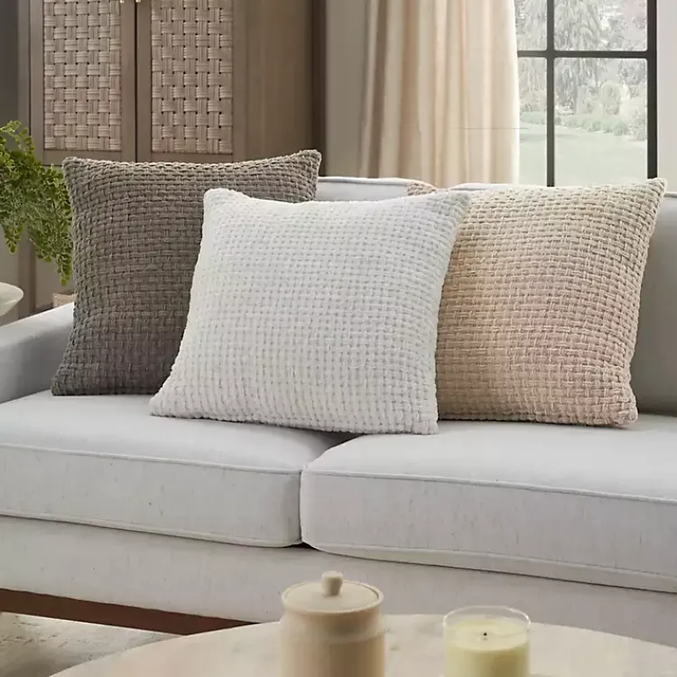 Pillows>Kirklands Home Waffle Knit Chenille Throw Pillows, Set of 2 Gray