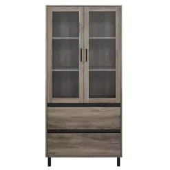 Kirklands Home Wash Glass Door Storage Hutch Gray Hot