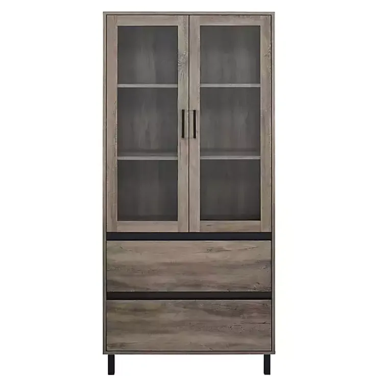 Kirklands Home Wash Glass Door Storage Hutch Gray Hot