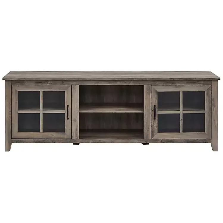 Kirklands Home Wash Glass Door TV Stand Gray Sale