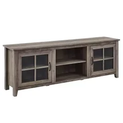Kirklands Home Wash Glass Door TV Stand Gray Sale
