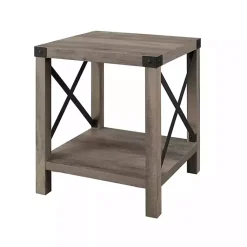 Kirklands Home Wash Industrial X-Frame Accent Table Gray Discount