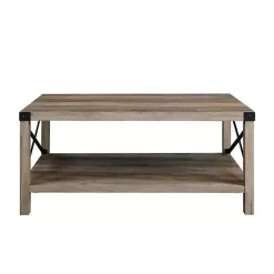 Kirklands Home Wash Industrial X-Frame Coffee Table Gray Discount