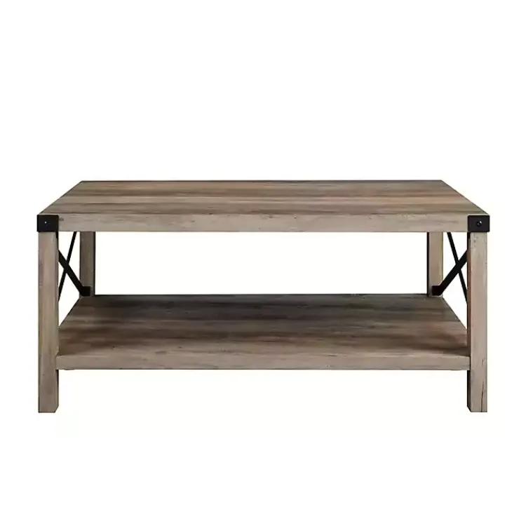 Kirklands Home Wash Industrial X-Frame Coffee Table Gray Discount