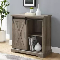Kirklands Home Wash Sliding Barn Door Cabinet Gray Best