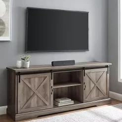 Kirklands Home Wash Sliding Barn Door TV Stand Gray