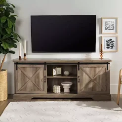 Kirklands Home Wash Sliding Barn Door TV Stand Gray