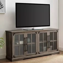 Kirklands Home Wash Window 4-Door TV Stand Gray Outlet