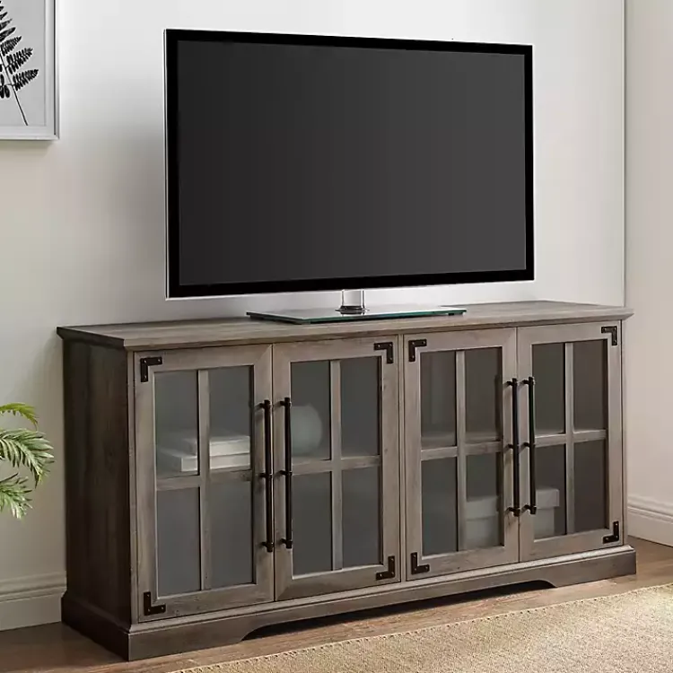Kirklands Home Wash Window 4-Door TV Stand Gray Outlet