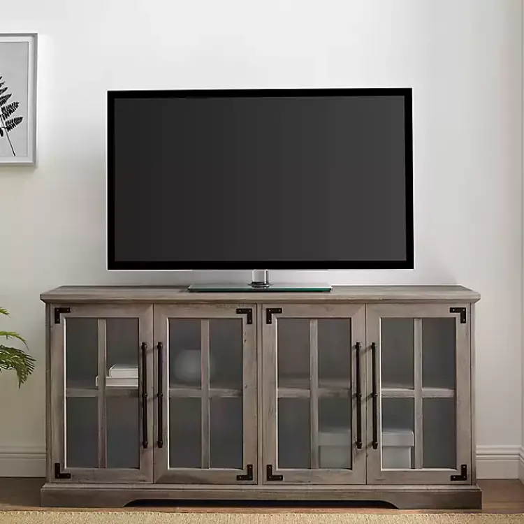 Kirklands Home Wash Window 4-Door TV Stand Gray Outlet