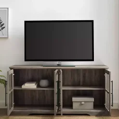 Kirklands Home Wash Window 4-Door TV Stand Gray Outlet