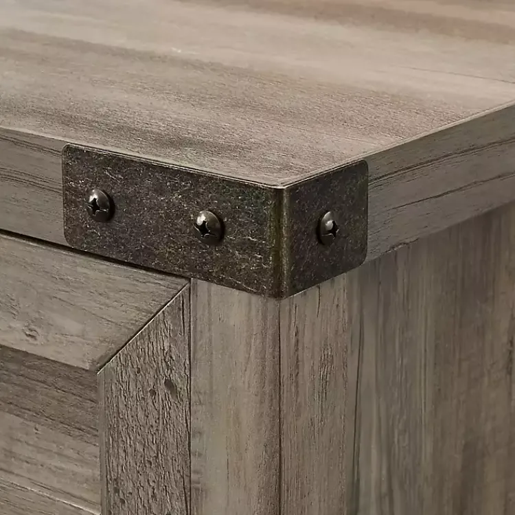 Kirklands Home Wash Wooden and Metal Barn Door Cabinet Gray Outlet