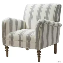 Kirklands Home Gray White Carved Slope Stripe Accent Chair Hot