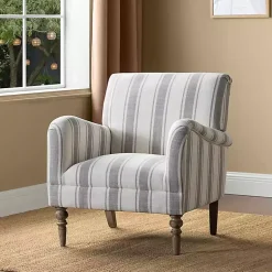 Kirklands Home Gray White Carved Slope Stripe Accent Chair Hot