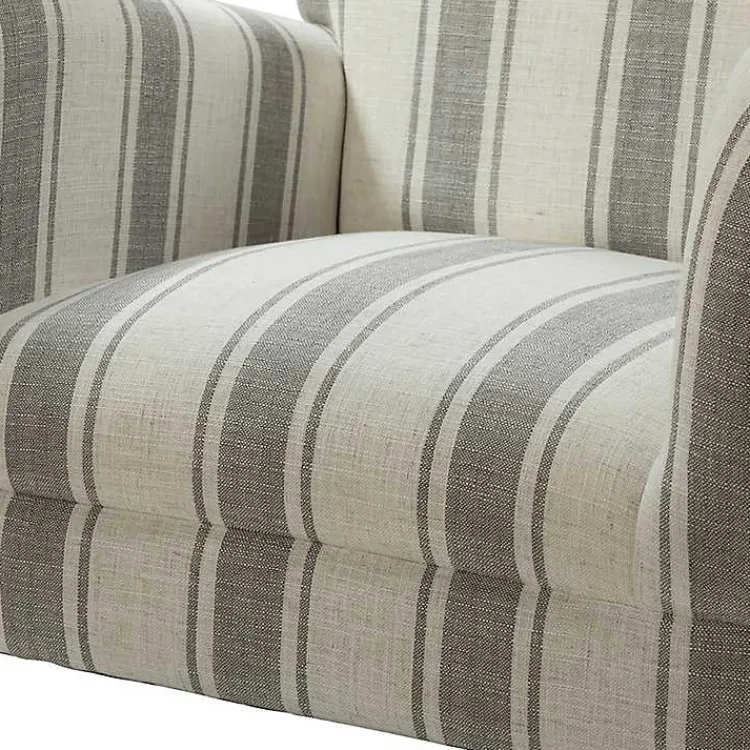 Kirklands Home Gray White Carved Slope Stripe Accent Chair Hot