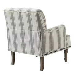 Kirklands Home Gray White Stripe Upholstered Accent Chair Discount