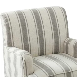 Kirklands Home Gray White Stripe Upholstered Accent Chair Discount