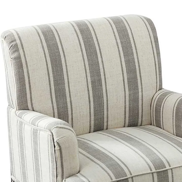 Kirklands Home Gray White Stripe Upholstered Accent Chair Discount