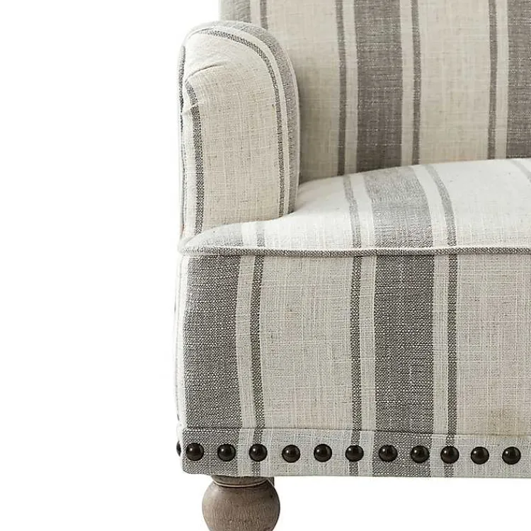Kirklands Home Gray White Stripe Upholstered Accent Chair Discount