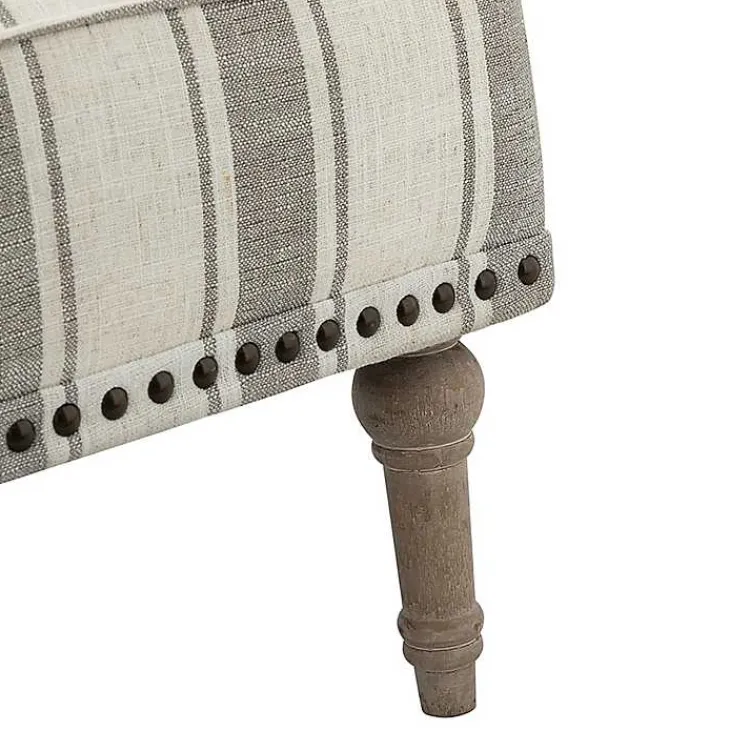 Kirklands Home Gray White Stripe Upholstered Accent Chair Discount
