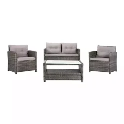 Kirklands Home Wicker 4-pc. Deluxe Outdoor Living Set Gray