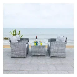 Kirklands Home Wicker 4-pc. Deluxe Outdoor Living Set Gray
