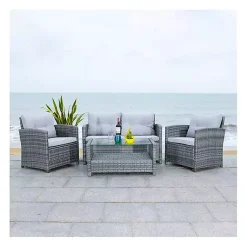 Kirklands Home Wicker 4-pc. Deluxe Outdoor Living Set Gray
