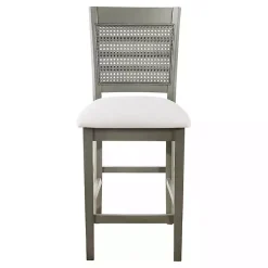 Kirklands Home Gray Wilbur Cane Back Counter Stools, Set of 2 New