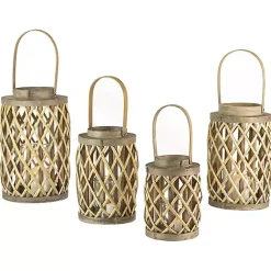 Lanterns>Kirklands Home Gray Willow Cylinder Lanterns, Set of 4