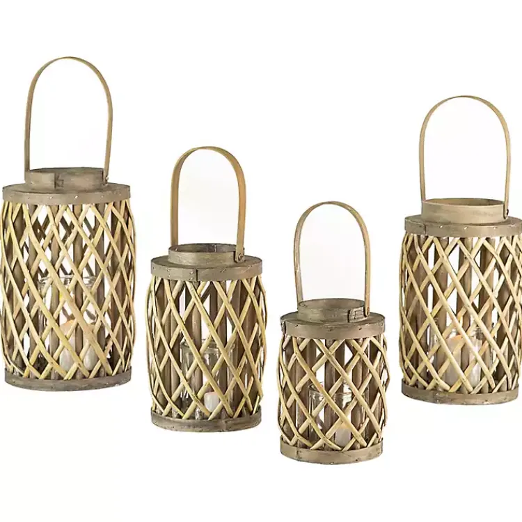 Lanterns>Kirklands Home Gray Willow Cylinder Lanterns, Set of 4