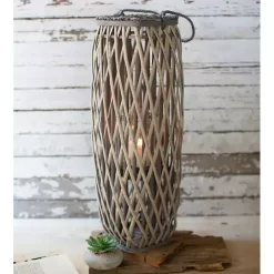 Kirklands Home Willow Oval Lantern, 28 in. Gray Discount