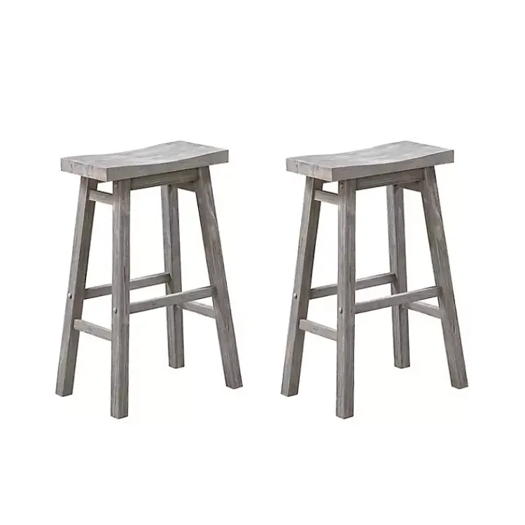 Kirklands Home Wire Brush Saddle Bar Stools, Set of 2 Gray Best