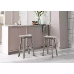 Kirklands Home Wire Brush Saddle Bar Stools, Set of 2 Gray Best
