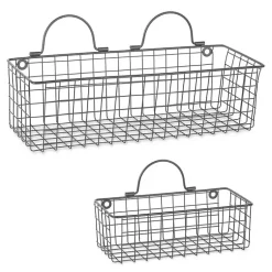 Kirklands Home Gray Wire Wall Baskets, Set of 2 Clearance