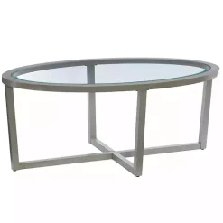 Kirklands Home Wood & Glass Top 3-pc. Table Set Gray New