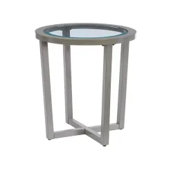 Kirklands Home Wood & Glass Top 3-pc. Table Set Gray New