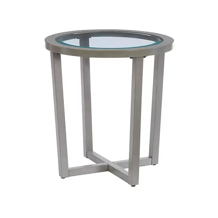 Kirklands Home Wood & Glass Top 3-pc. Table Set Gray New