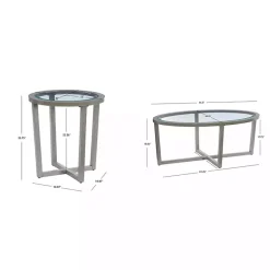 Kirklands Home Wood & Glass Top 3-pc. Table Set Gray New