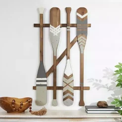 Kirklands Home Gray Wood Arrow and Striped Paddle Wall Plaque Online